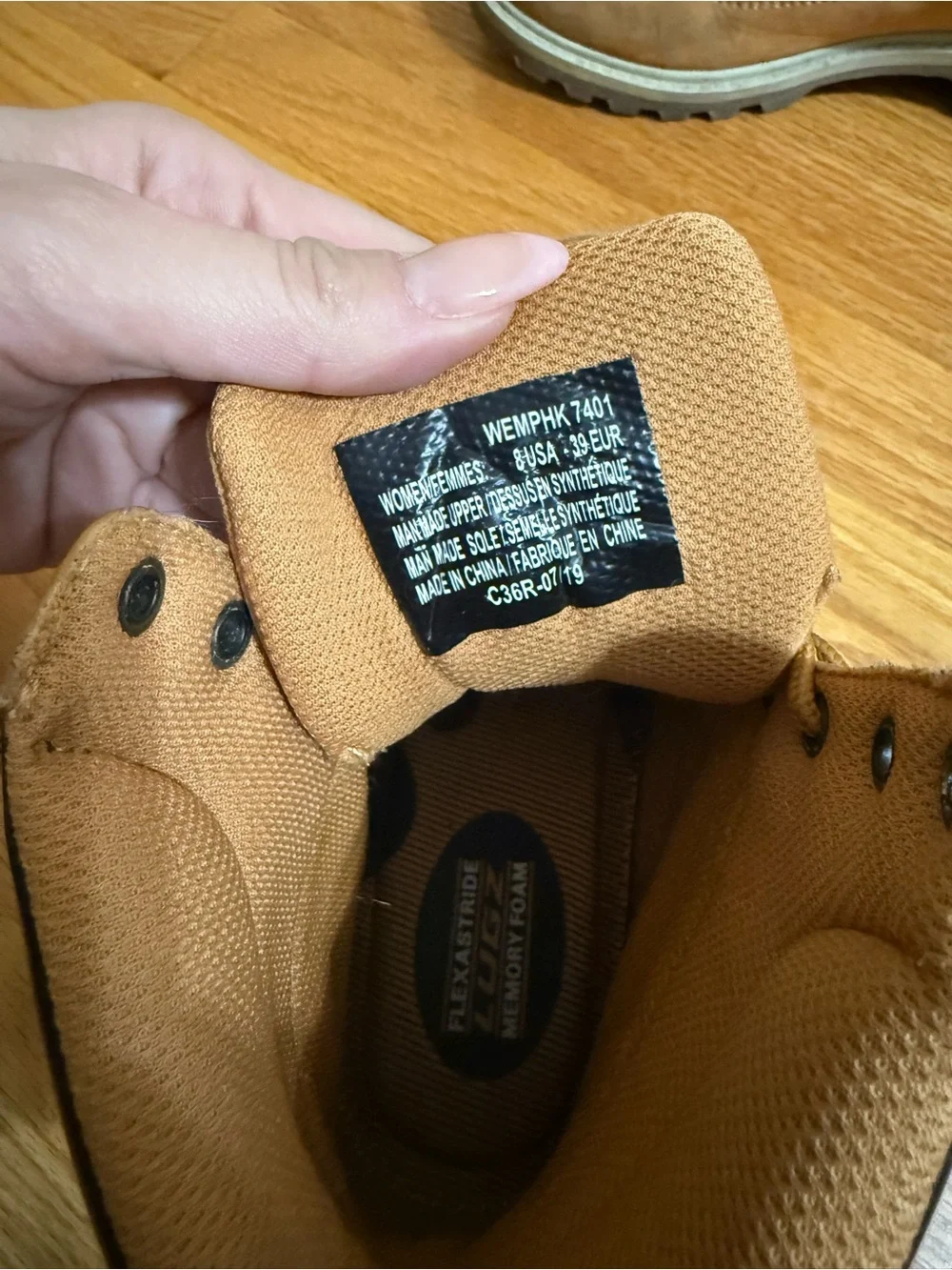 Lugz Tan Lace-Up Work Boot with Black Collar